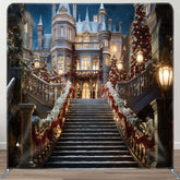 Aperturee - Aperturee Castle Christmas Stairway Square Tension Backdrop